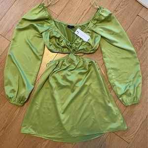 Dynamite satin green dress BNWT Size small.